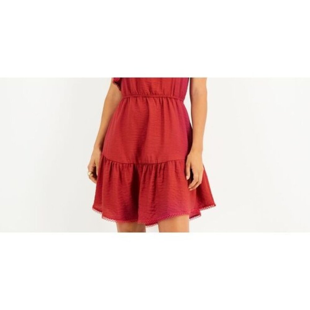 Bar III Ruffle Mini Dress One Shoulder Party Cocktail Red Women Size X Small - Picture 3 of 5